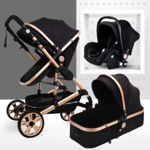 Multifunctional 3 in 1 Baby Stroller High Landscape Stroller Folding Carriage Gold Strollers Newborn Stroller